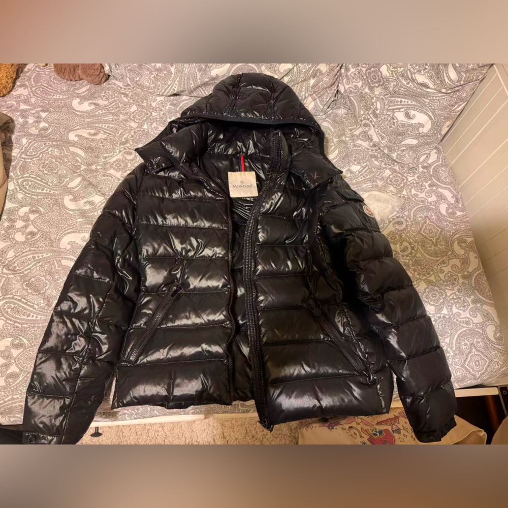 Moncler Black Puffer Jacket with Logo